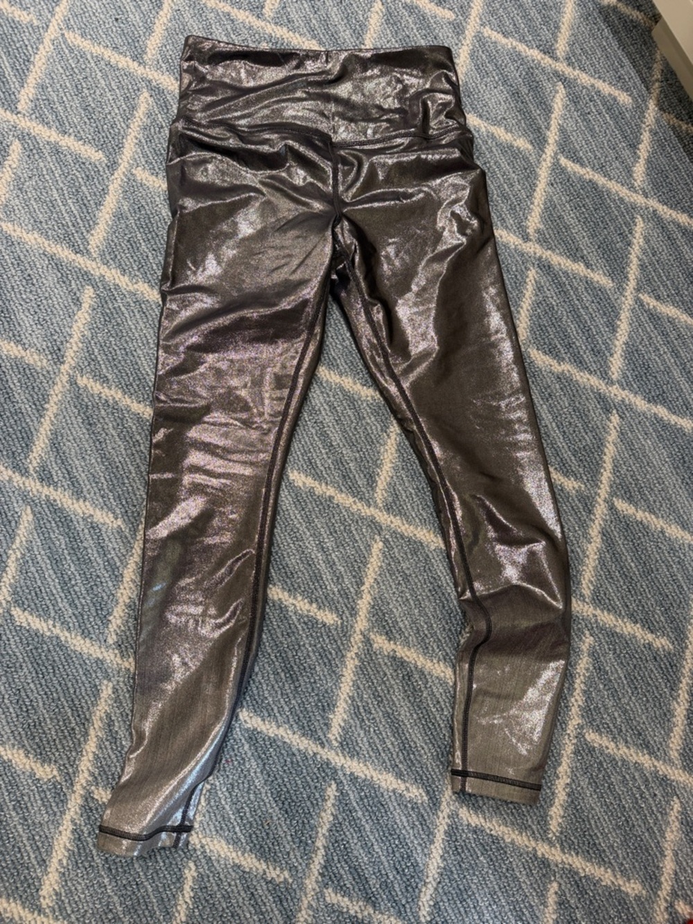 Athleta Metallic Gunmetal High-Rise Leggings